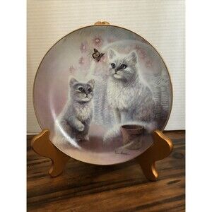 Danbury Mint Vintage 90’s ‘Butterfly Watchers’ Cat Plate Limited Edition Kitsch